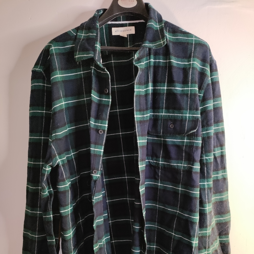 Men's Plaid Top with Brown Patches on the elbows